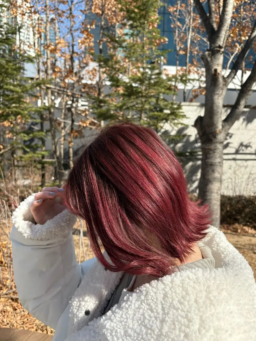カラー ブリーチ カシス レッドカラー サクラバ ララネのヘアスタイル
