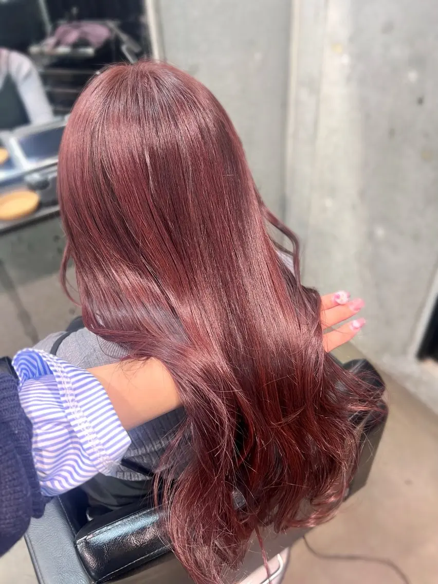 ロング カラー ブリーチ ダブルカラー ブリーチなしカラー ピンクカラー カット ヘアカラー トリートメント 透明感カラー ✨ 韓国艶髪💗菅原のヘアスタイル
