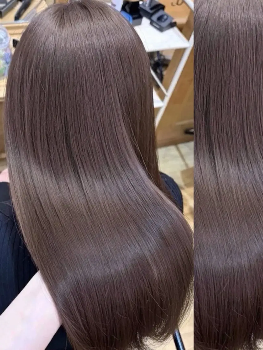 セミロング カラー ベージュカラー ブリーチ ケアブリーチ 透明感カラー ダブルカラー カット ヘアカラー トリートメント 髪質改善Wカラー ウルトワのアユカのヘアスタイル