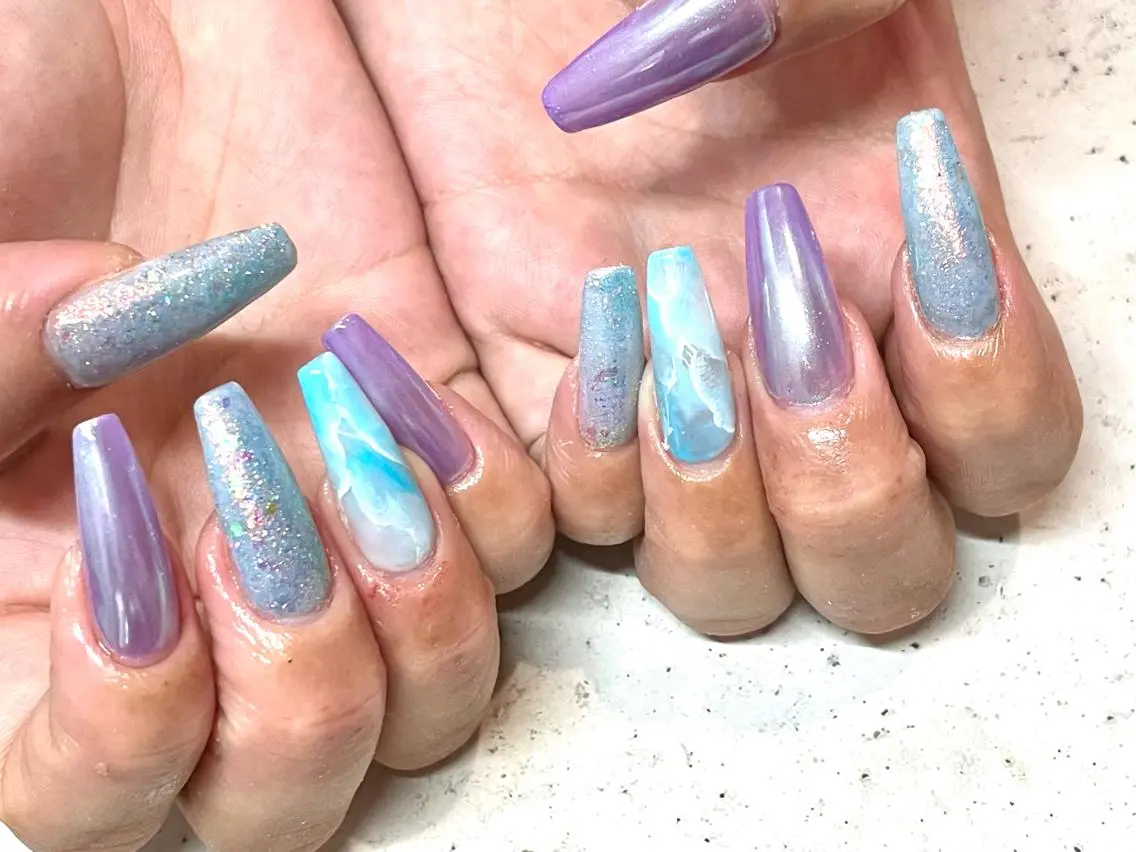 ネイル ハンドネイル 韓国/ワンホン/長さ 出しつけ放題🎀のネイルデザイン