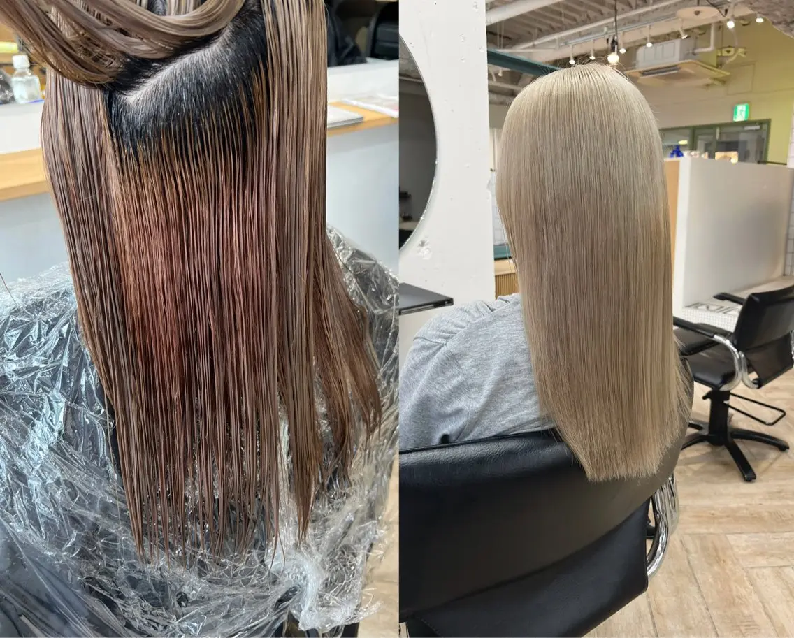 セミロング カラー ベージュカラー ブロンド ヘアカラー トリートメント ベージュ/髪質改善 新潟/万代/井上佑のヘアスタイル