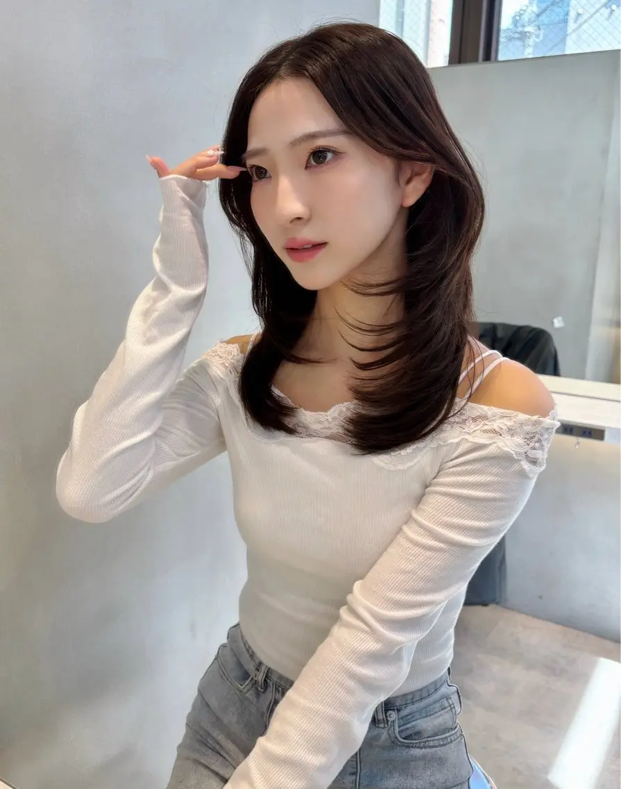 セミロング ヘアアレンジ カット ヘアカラー 縮毛矯正 トリートメント 縮毛矯正/ 巻ける艶髪/吉田光佑のヘアスタイル