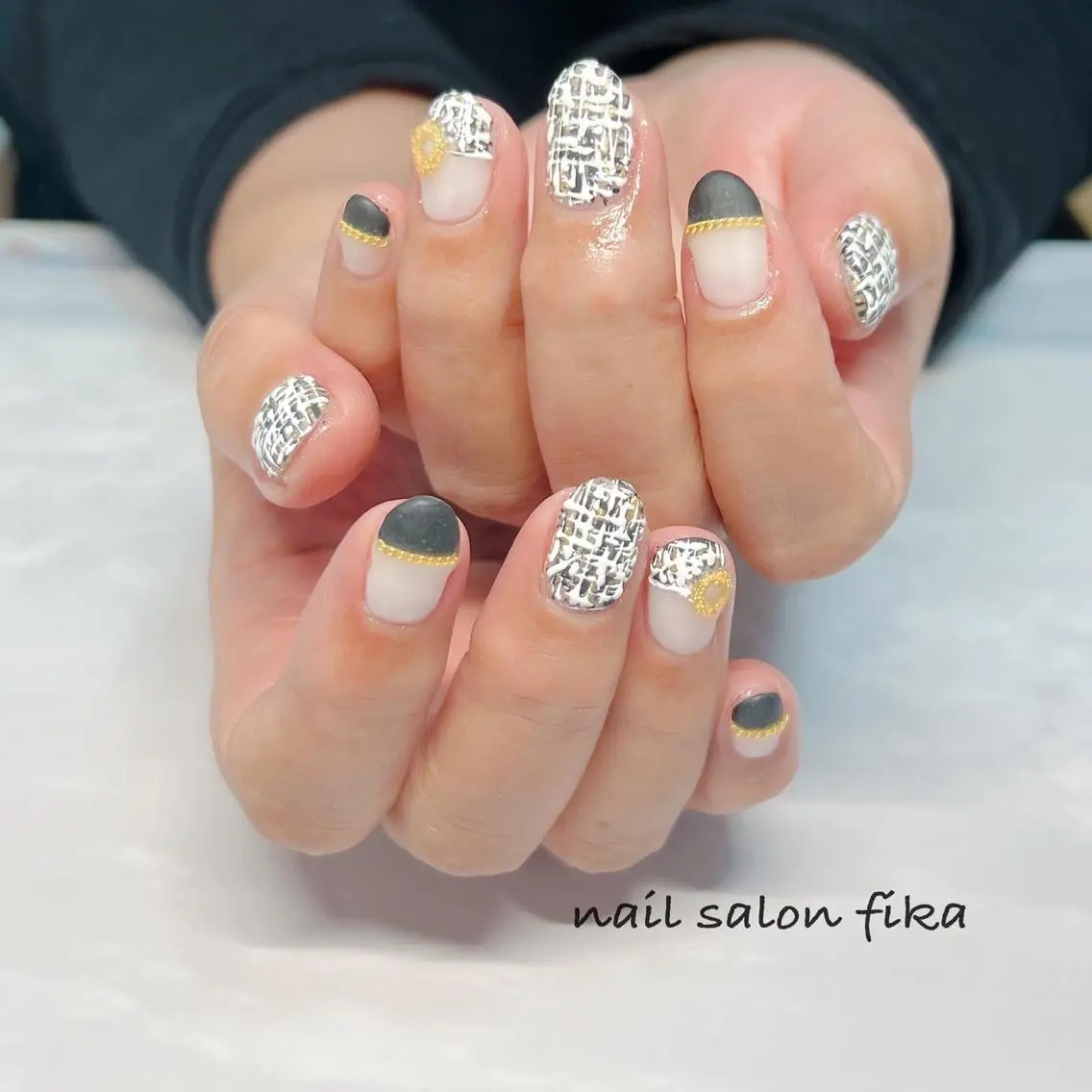 ネイル ツイードネイル nail salon fikaのネイルデザイン