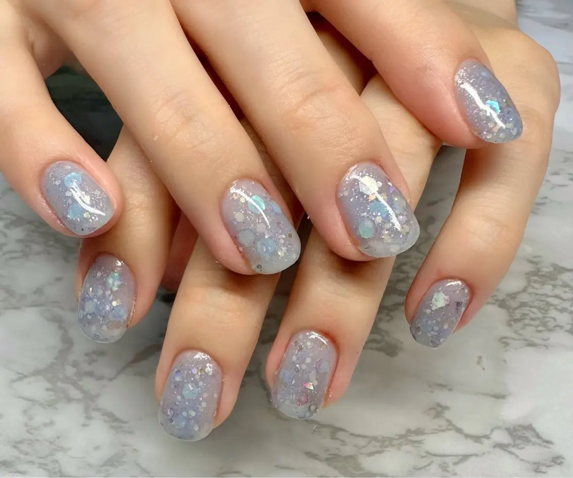 ネイル オーロラネイル ニュアンスネイル ワンカラーネイル 夏ネイル Mai’s nailのネイルデザイン