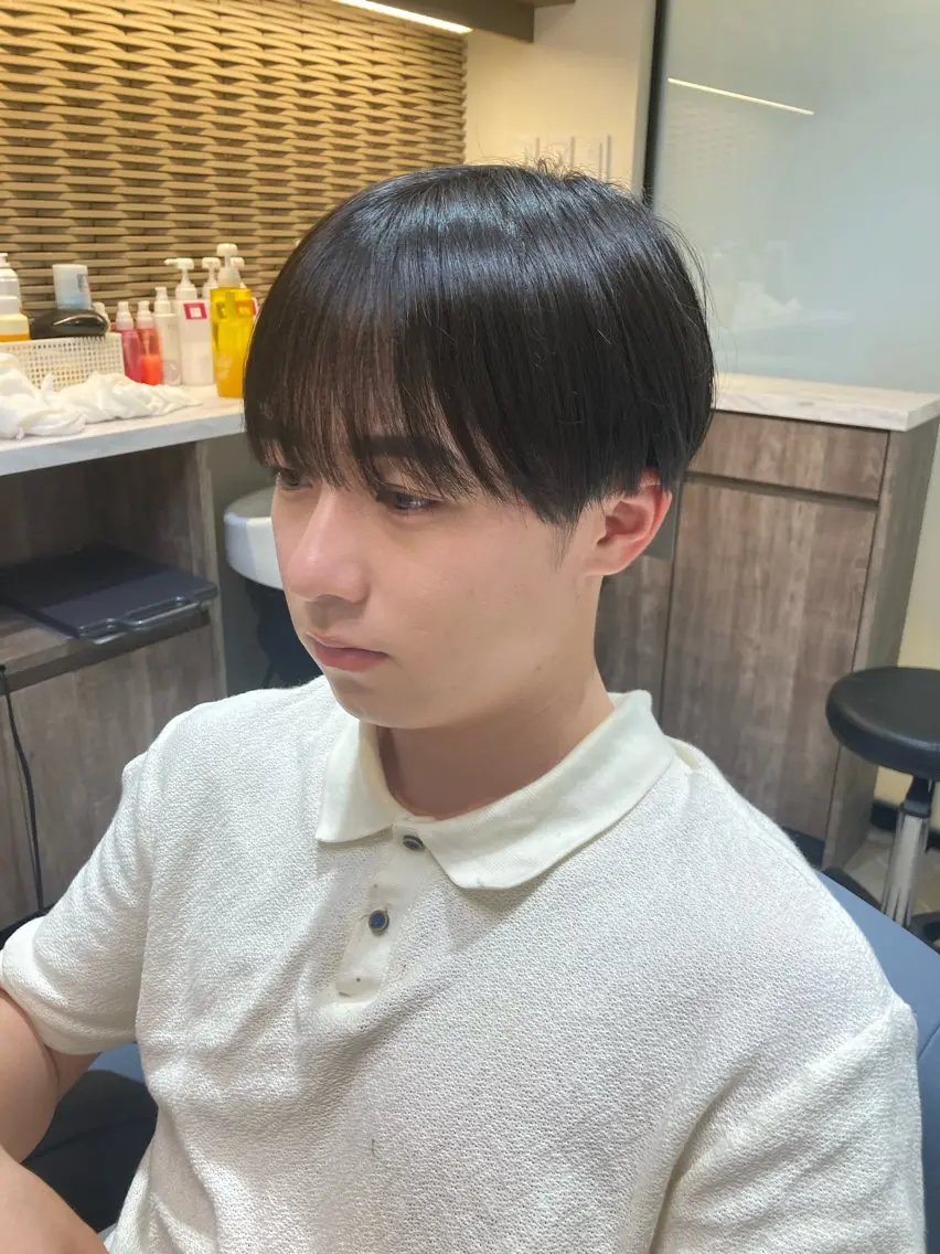 メンズ マッシュ シースルーマッシュ カット ピンクカラー🎀 米津 美佑のヘアスタイル