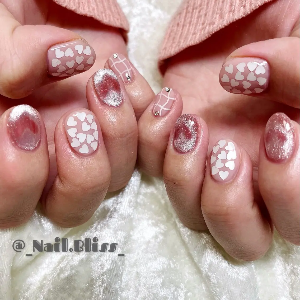 ネイル ハート マグネットネイル ハンドネイル NAIL BLISSのネイルデザイン