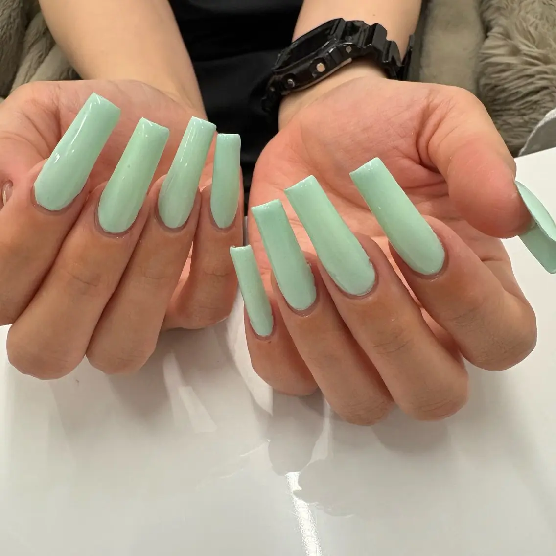 長さ出しシンプルネイル💅💚(長さだし1本¥330)の写真