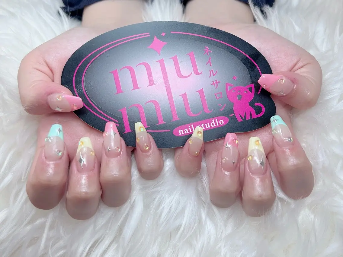 ネイル クリアネイル 長さ出し 持ち込み ハンドネイル yu naのネイルデザイン
