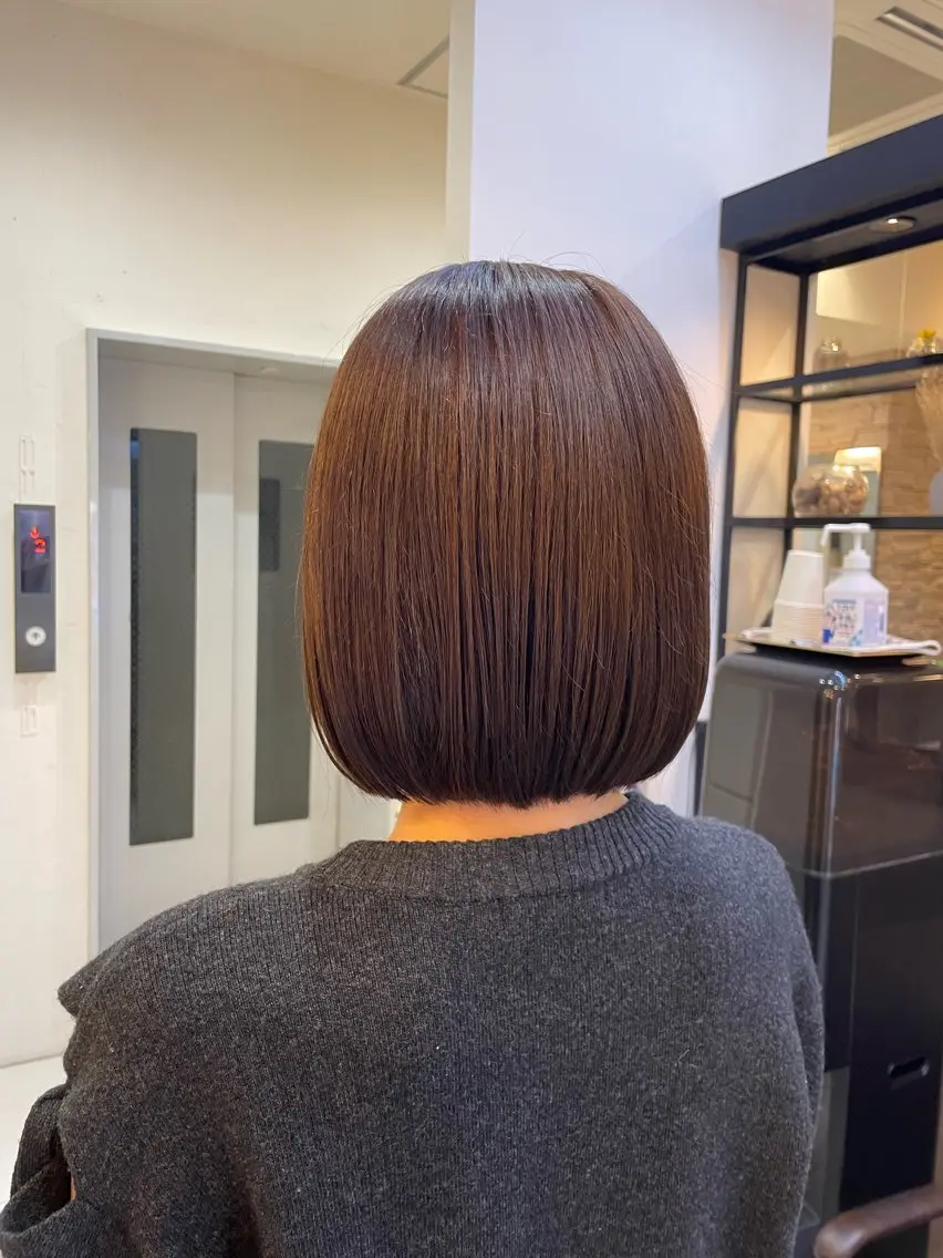 ミディアム カット トリートメント mao♡ベージュ/ 顔周りカットのヘアスタイル