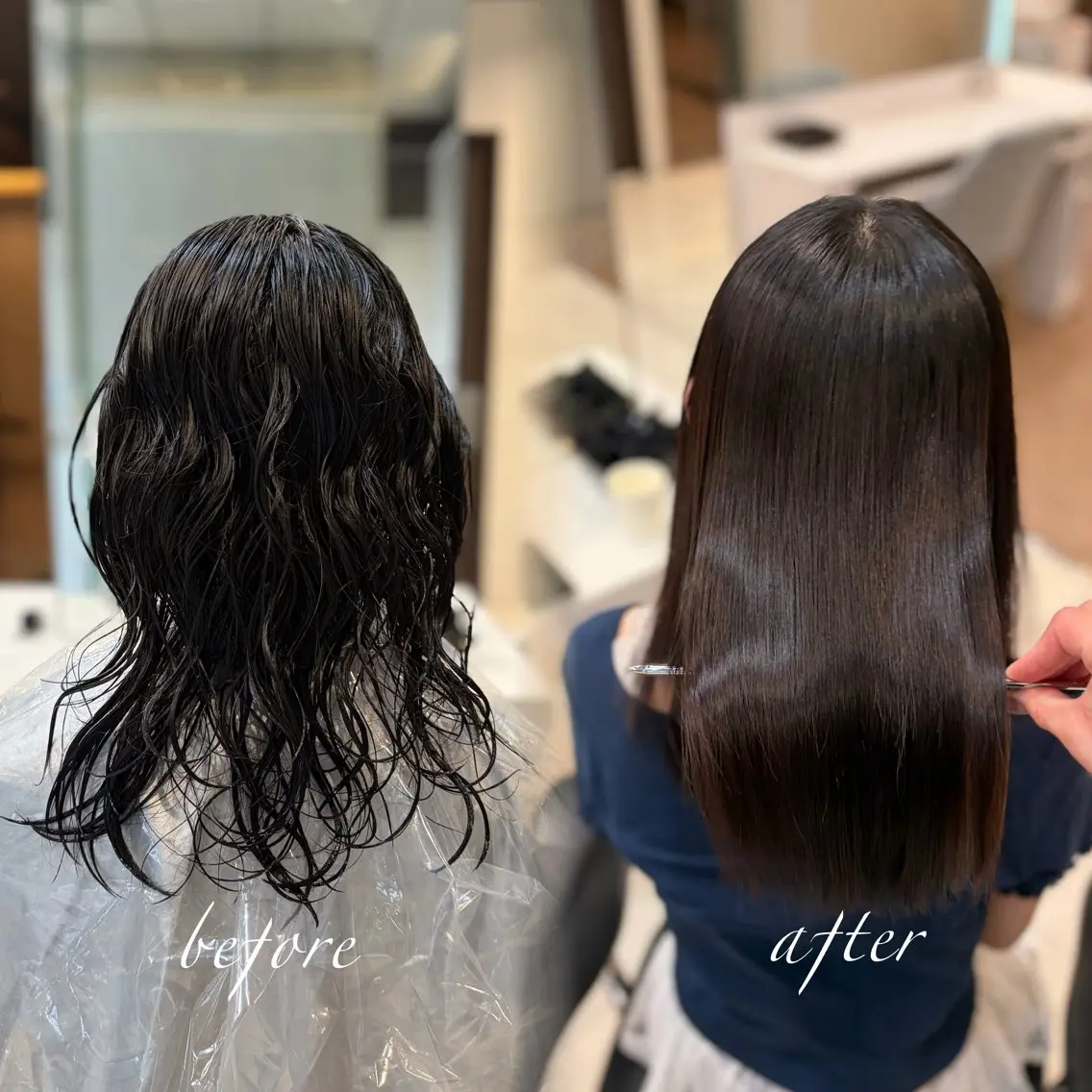 ミディアム 縮毛矯正 トリートメント sakura / Blan ⟡.·のヘアスタイル