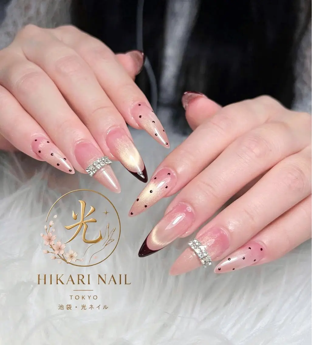 ネイル チークネイル 長さ出し フレンチネイル ガーリー ハロウィン ハンドネイル HikariNail Ikebukuroのネイルデザイン