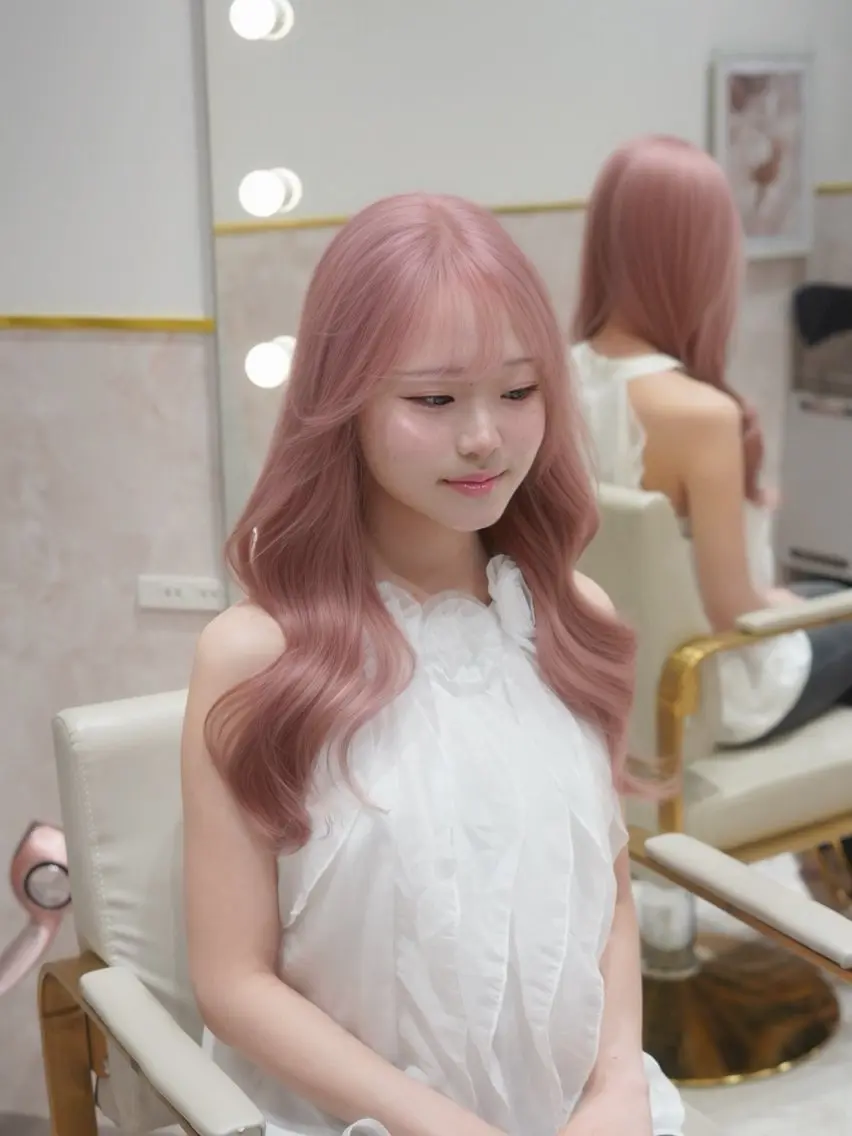 カラー 透明感カラー ピンクカラー ホワイトピンク カット ヘアカラー 艶ダブルカラー🩰ハ イトーン‎🤍香織のヘアスタイル
