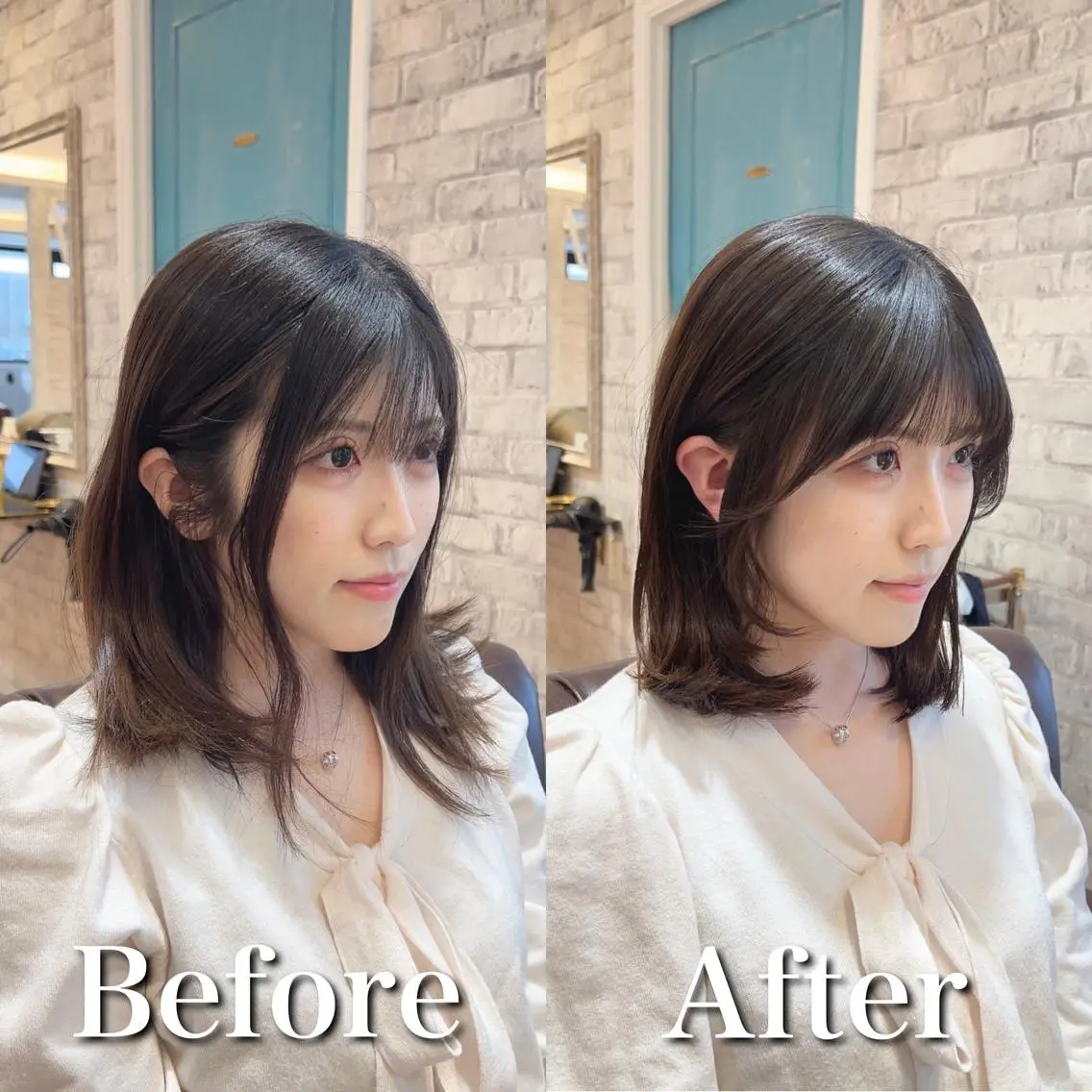 ミディアム パーマ モテ前髪 タゴメ シンヤのヘアスタイル