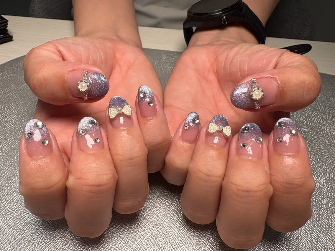 ネイル グラデーション マグネットネイル パープル ハンドネイル ✨韓国✨nail salonLumieのネイルデザイン