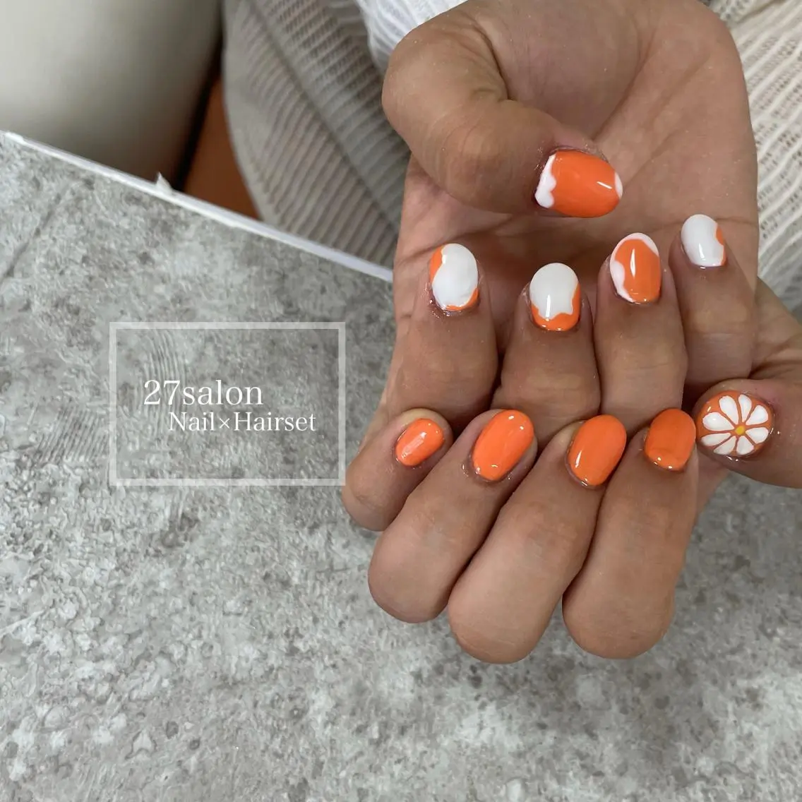 ネイル オレンジ 27salon yuinaのネイルデザイン