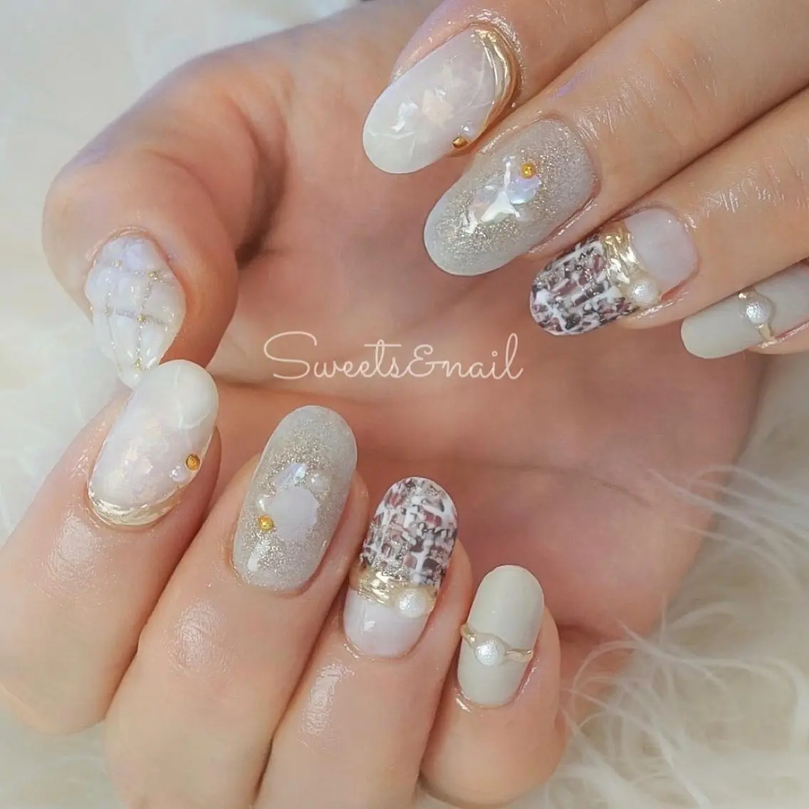 ネイル フラッシュネイル ジェルネイル ラメ(グリッター) マットネイル ミラーネイル Sweets& nail みなこのネイルデザイン