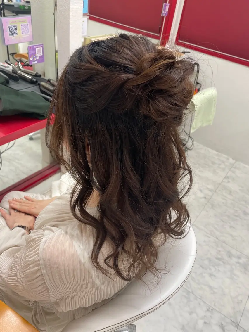 ヘアアレンジ ハーフアップ お団子ヘア ♥StudioS2 ななみ♥のヘアスタイル