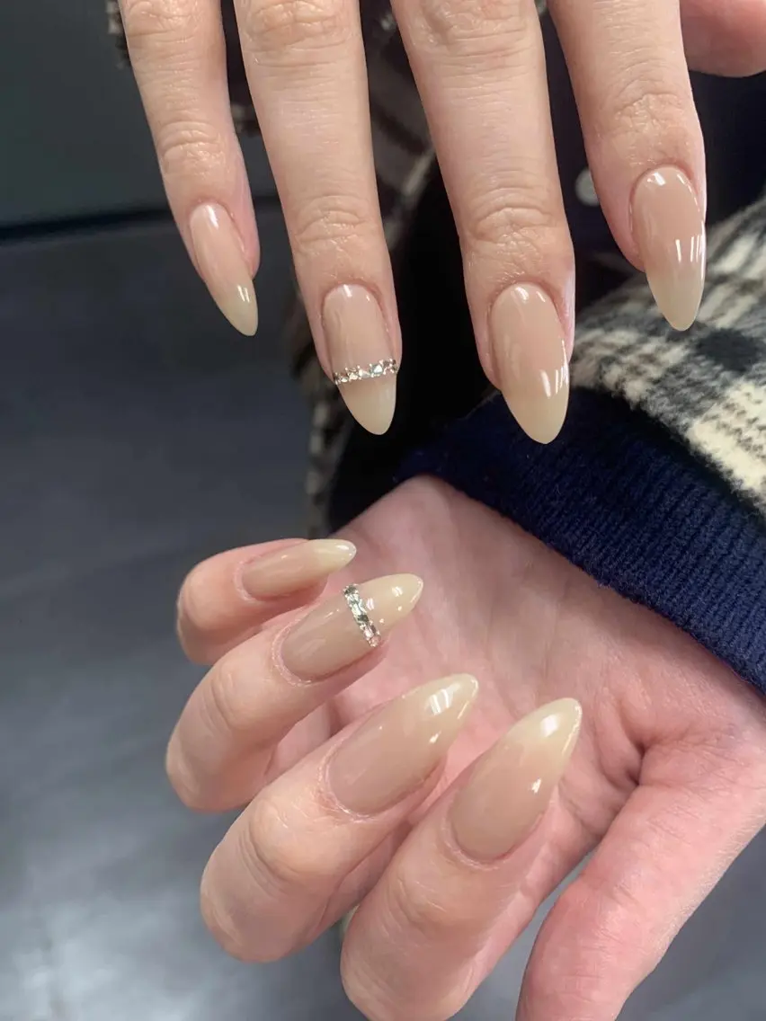 ネイル 韓国ネイル 持ち込み ニュアンスネイル ネイルチップ 冬ネイル LISA ANA.CHUOのネイルデザイン