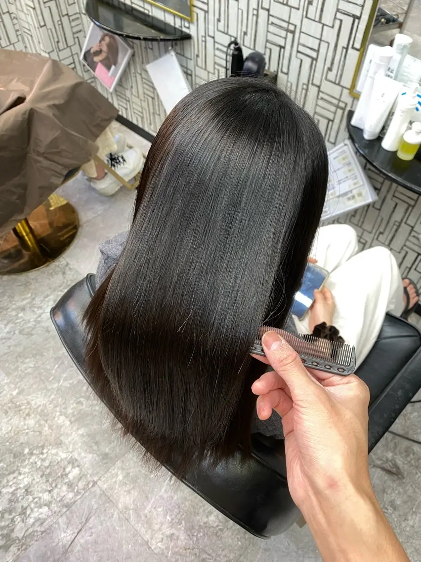 ロング 縮毛矯正 縮毛矯正 池田 亮雅のヘアスタイル