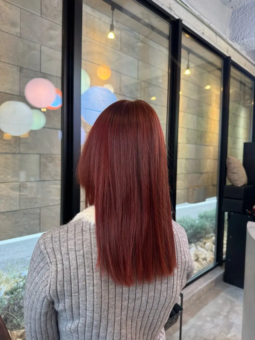 ロング カラー オレンジ カット ヘアカラー トリートメント 山本 望華のヘアスタイル