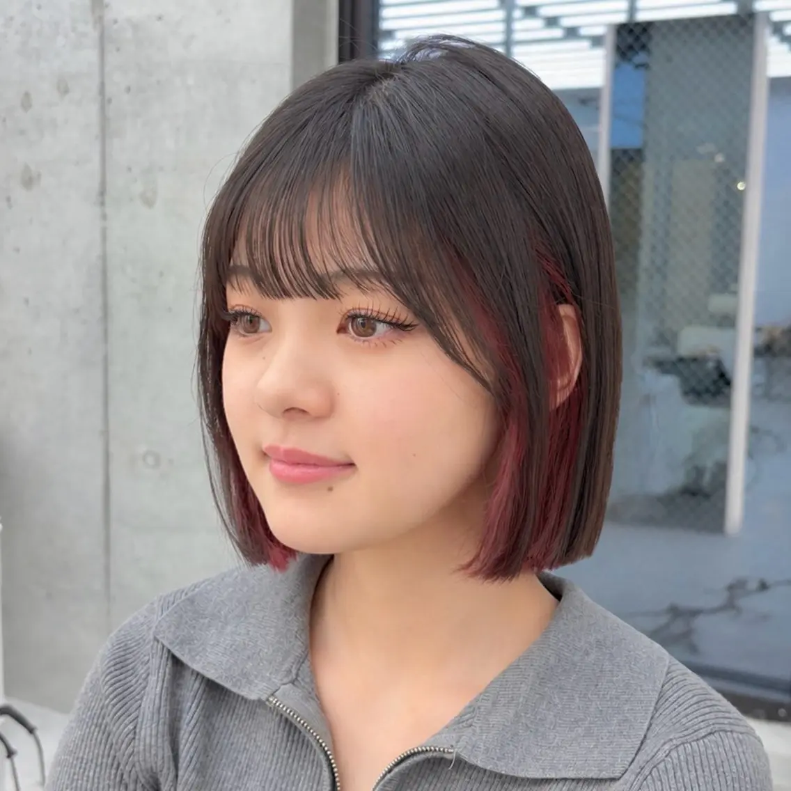 ミディアム カラー 透明感カラー ボブ カット ヘアカラー mei タッセルボブ 縮毛矯正🧚‍♂️のヘアスタイル