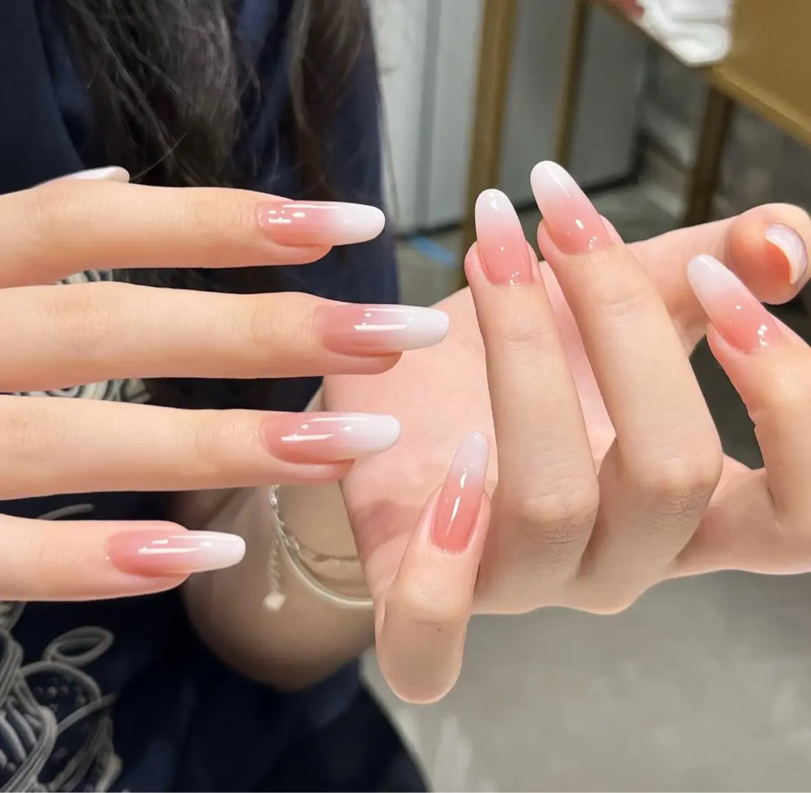 ネイル チークネイル グラデーション 韓国ネイル ロングネイル オフィスネイル ハンドネイル Yoxie Nailのネイルデザイン