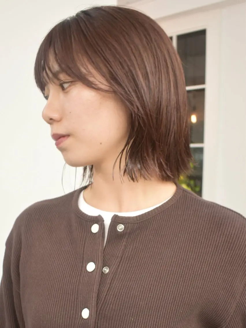 ミディアム カラー カット ヘアカラー トリートメント レイヤーボブ/ 艶カラー/サナ🌼のヘアスタイル