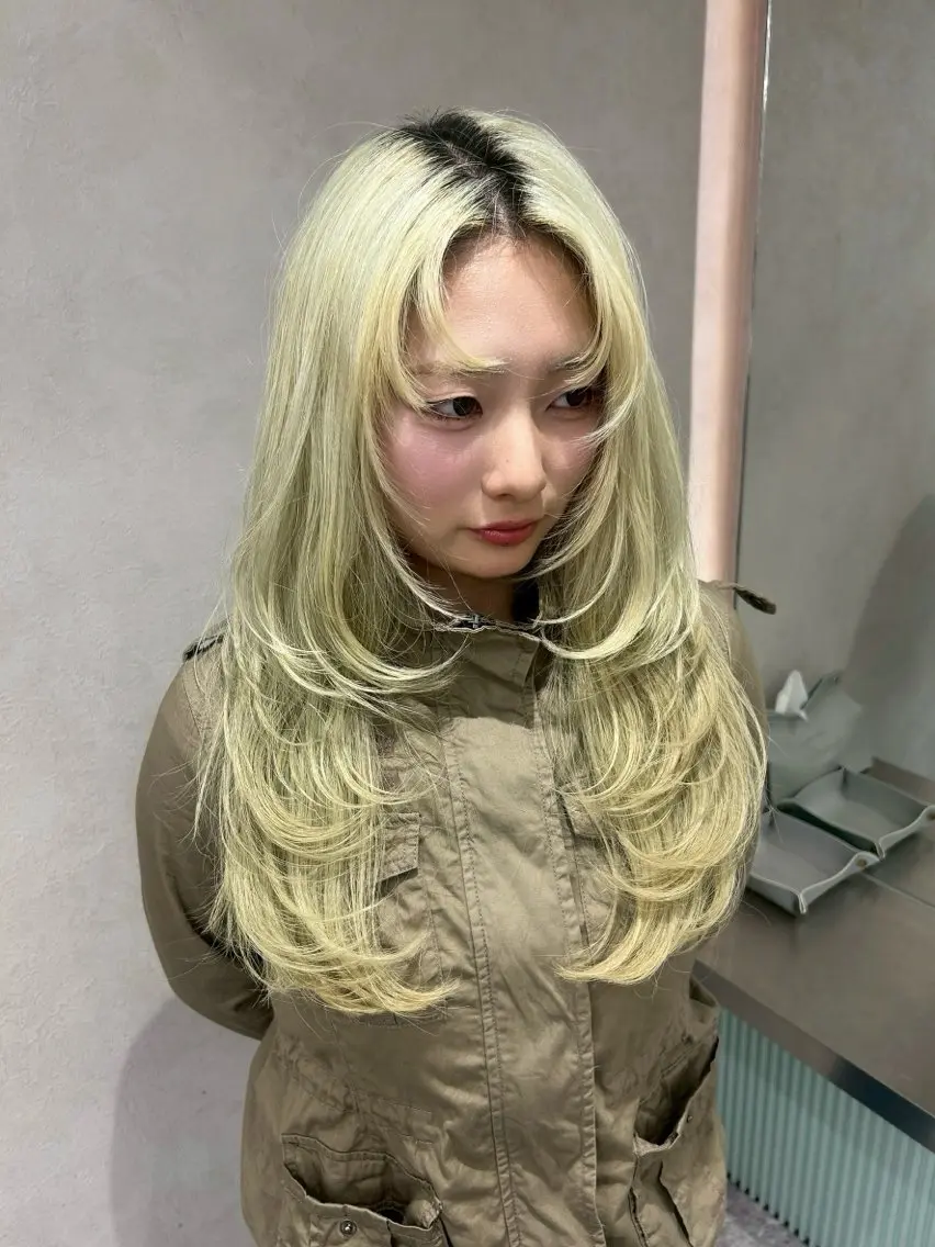 ロング ハッシュカット ハイレイヤー レイヤーカット Yuta✂︎ 韓国レイヤー🪽のヘアスタイル