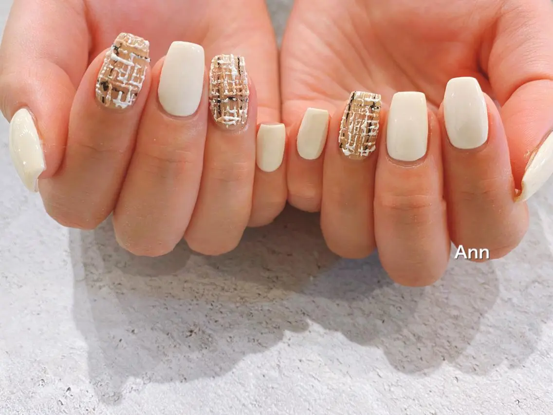 ネイル 春ネイル ツイードネイル Ann nailのネイルデザイン