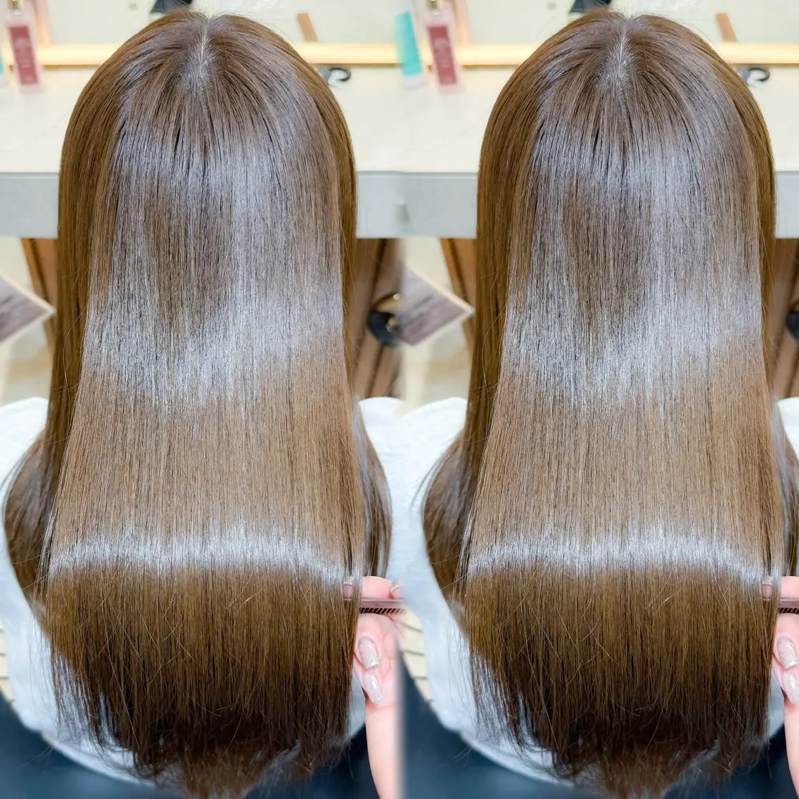 ミディアム ヘアカラー トリートメント 🪼ai🪼 縮毛矯正、ボブのヘアスタイル