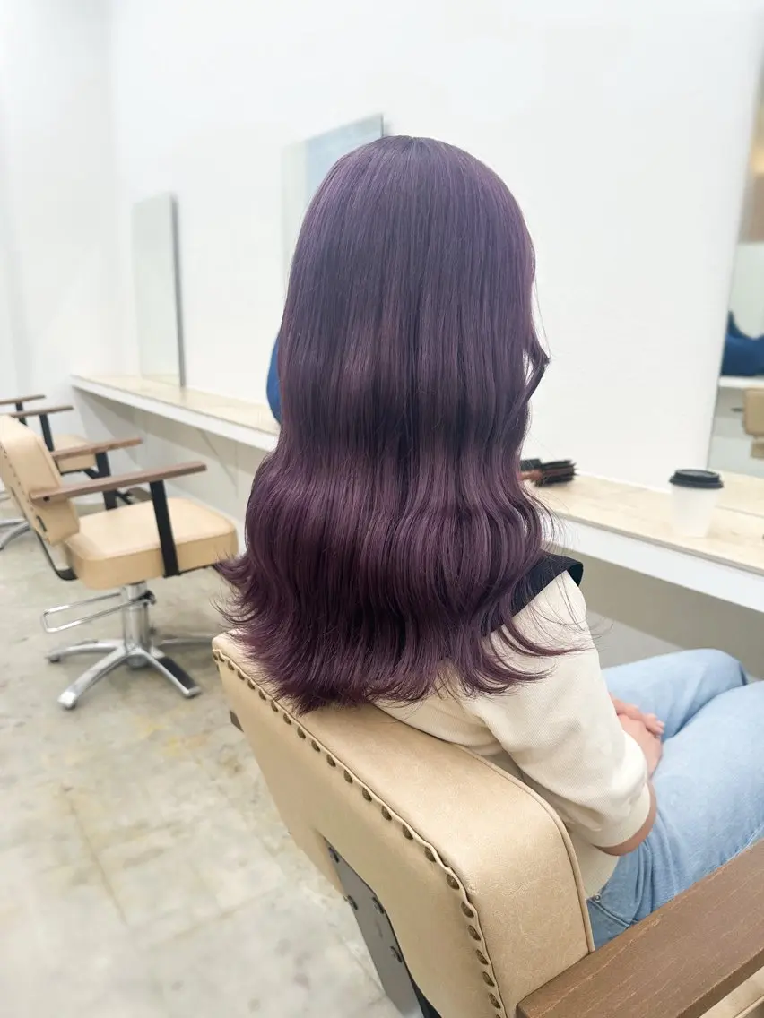 ロング カラー ラベンダーカラー ブリーチカラー🦋‪ 田中さくらのヘアスタイル