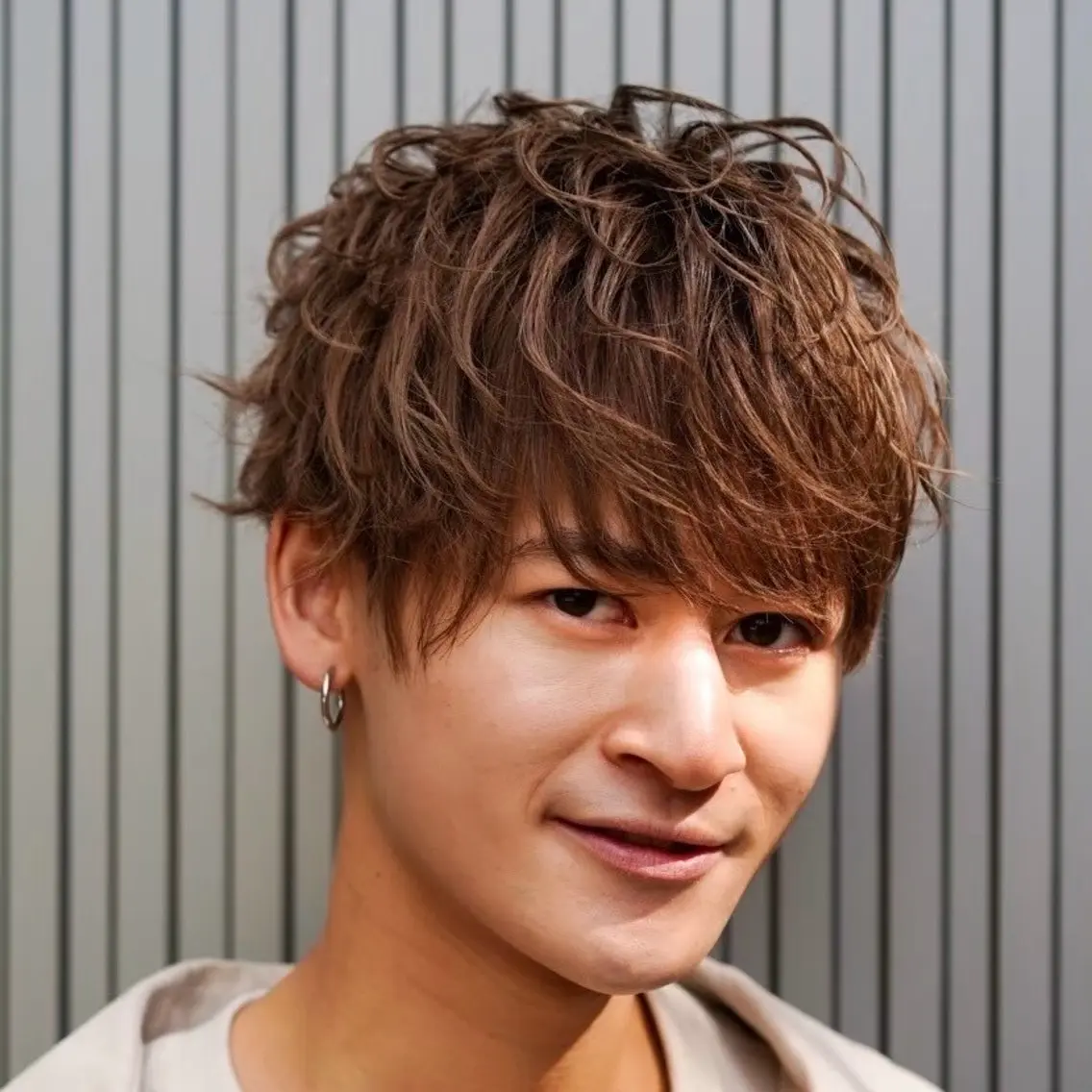 ショート パーマ ヘアアレンジ メンズ キッズ センターパート マッシュ メンズパーマ 学生（メンズ向け） 学生 メンズカット/パーマ 山崎航平💈のヘアスタイル