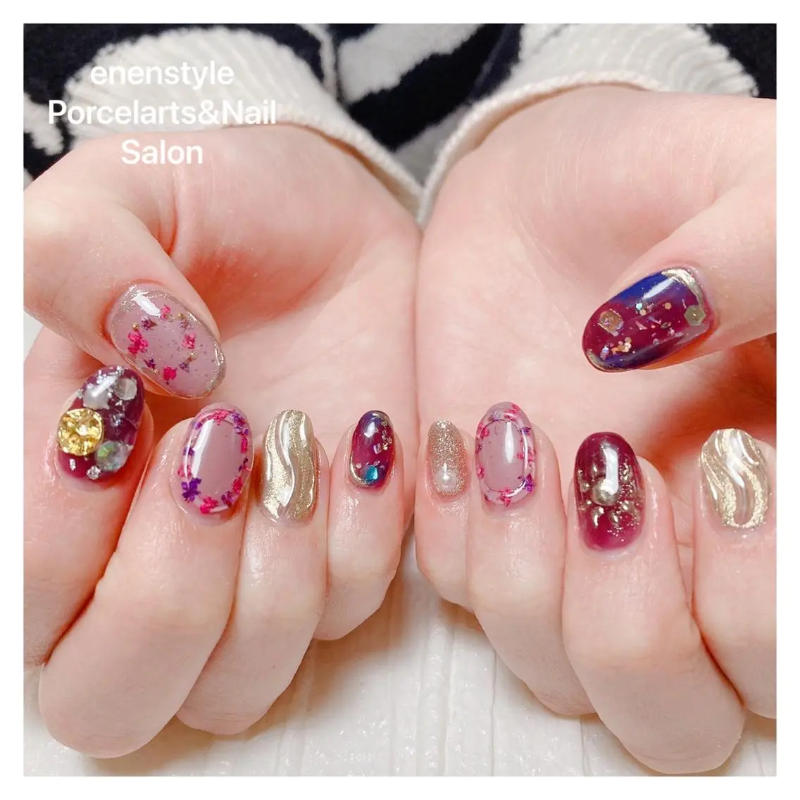 ミディアム ネイル 🐾enen style 🐾のネイルデザイン