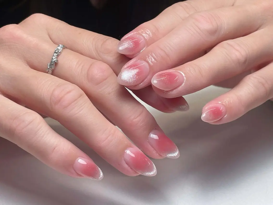 ネイル アートネイル 長さ出し フレンチネイル ジェルネイル ガーリー ハンドネイル 中野駅から2分 MEO NAILのネイルデザイン