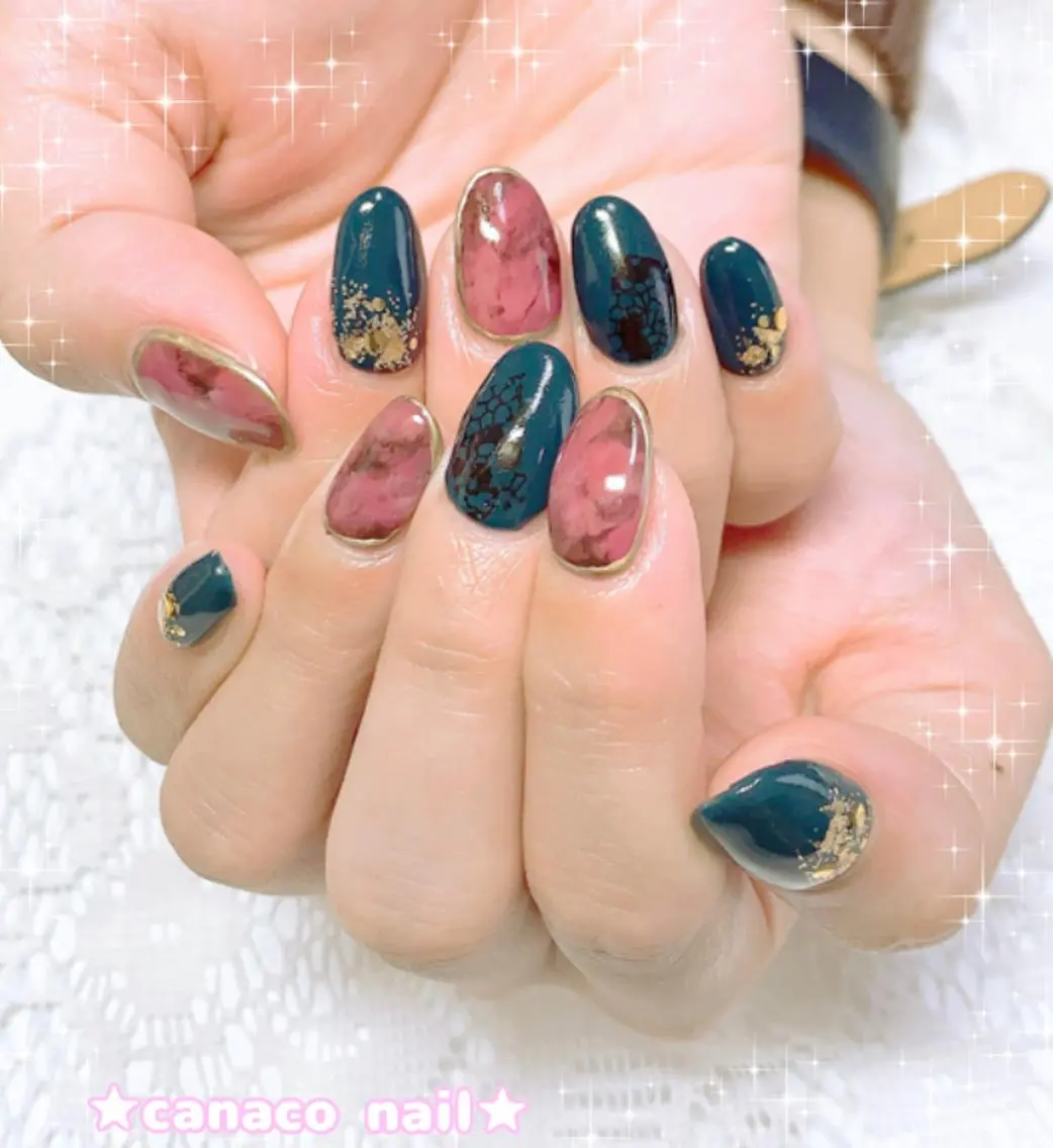 ネイル 大理石ネイル(マーブル) ピンク ハンドネイル ハンドケア ベテランネイル cnc nailのネイルデザイン