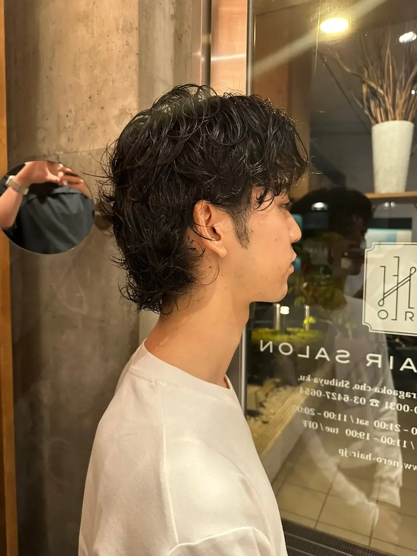 ミディアム メンズ カット パーマ 渋谷　無料カット /コウシロウのヘアスタイル