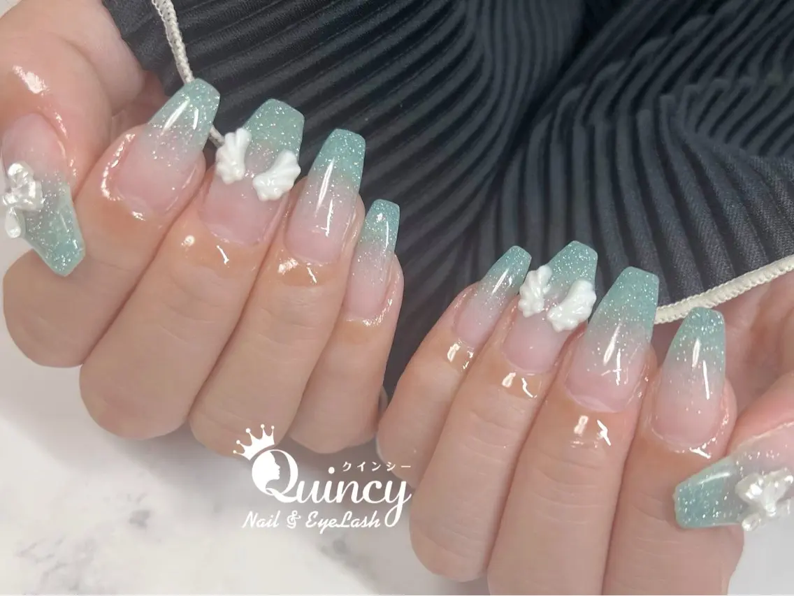 ロング ハンドネイル Quincy ネイル&アイラッシュのマツエク・マツパデザイン