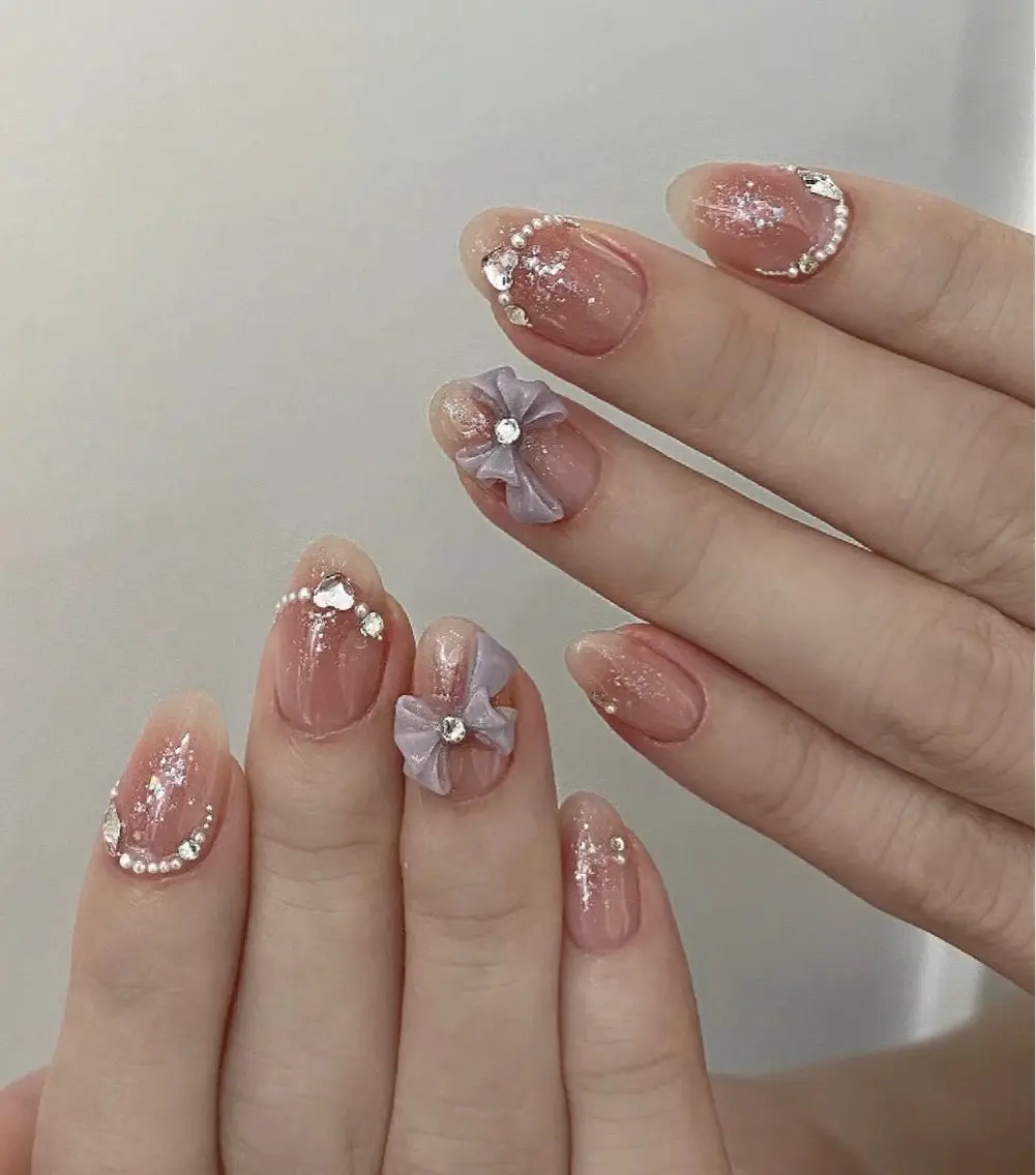 ネイル リボン ハンドネイル ハンドケア 🍑 momo_nailのネイルデザイン