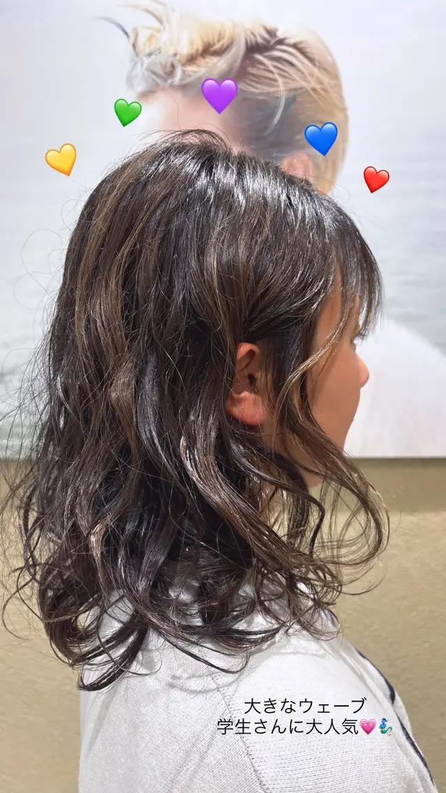 ミディアム パーマ ミディアムパーマ 学生 パーマ :)) Konoha⋆｡˚✩のヘアスタイル