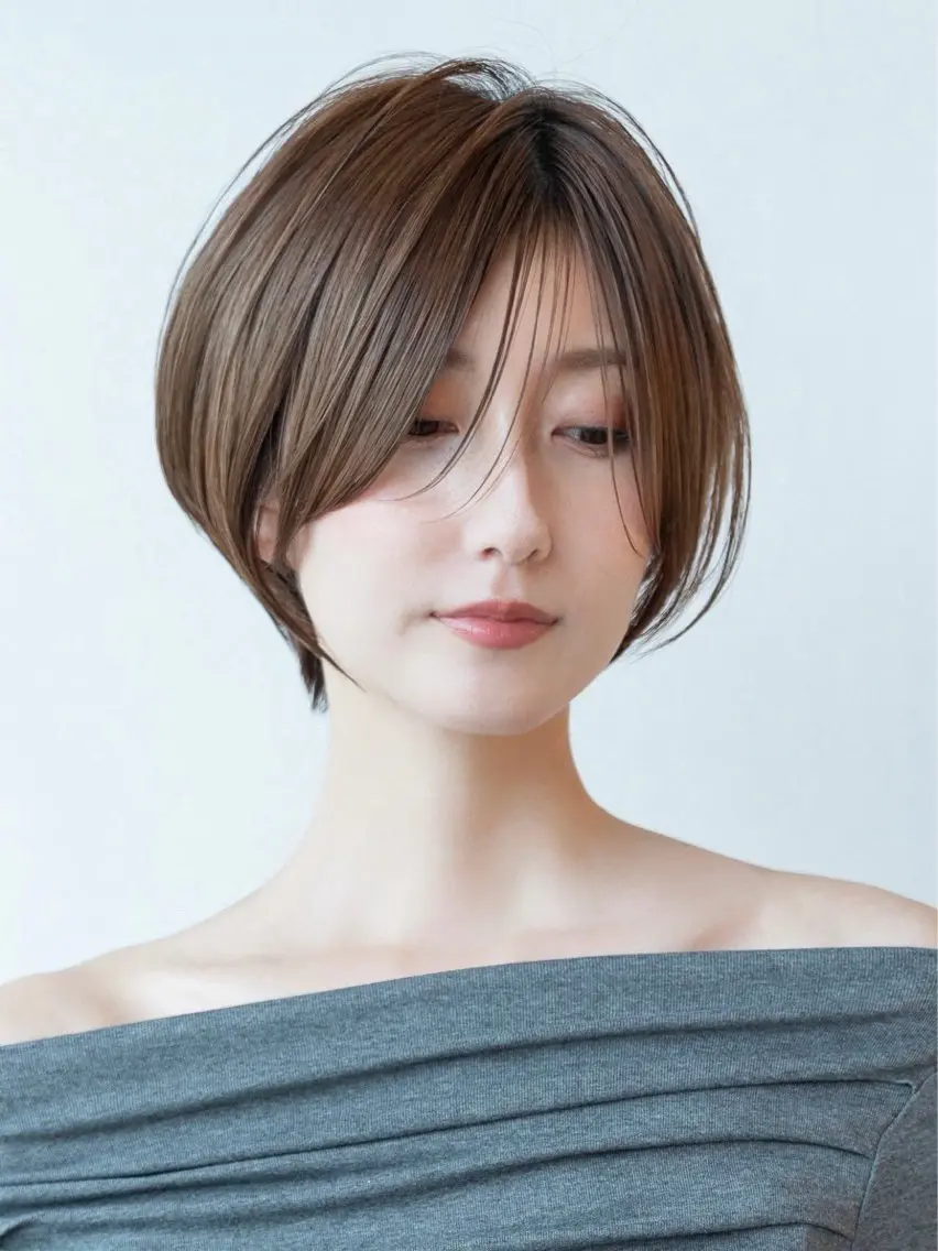 ショート カラー ショートボブ ハンサムショート 丸みショート イルミナカラー ボブ 田中航平/渋谷ボブ/ レイヤーボブのヘアスタイル