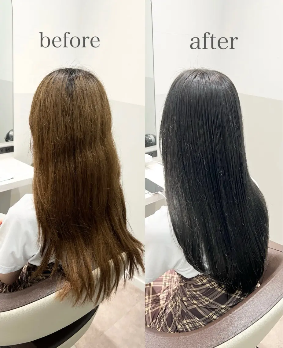 ロング カラー パーマ ヘアアレンジ ケアカラー 髪質改善 縮毛矯正 ストレートパーマ カット ヘアカラー 縮毛矯正 トリートメント 似合わせレイヤー/ 美髪縮毛矯正/ミナエのヘアスタイル