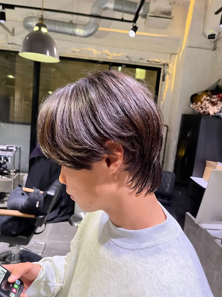 メンズ メンズ韓国風 マッシュ メンズウルフカット ウルフカット UMM daichi メンズパーマのヘアスタイル