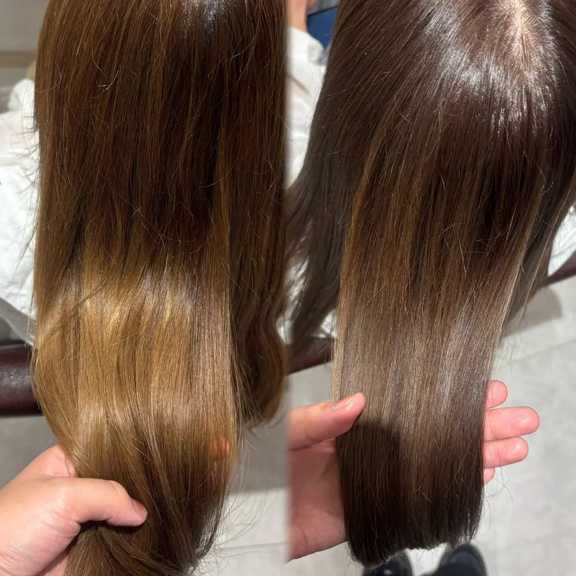 ロング カラー ブラウンカラー オレンジ ヘアカラー トリートメント ワンカラー🫧 Moa⚛️のヘアスタイル