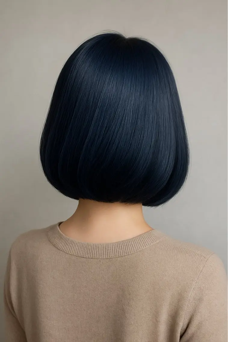 ショート カラー 黒髪 ブルーカラー ブルーブラック 透明感カラー Borde HAIRななみ🫟のヘアスタイル