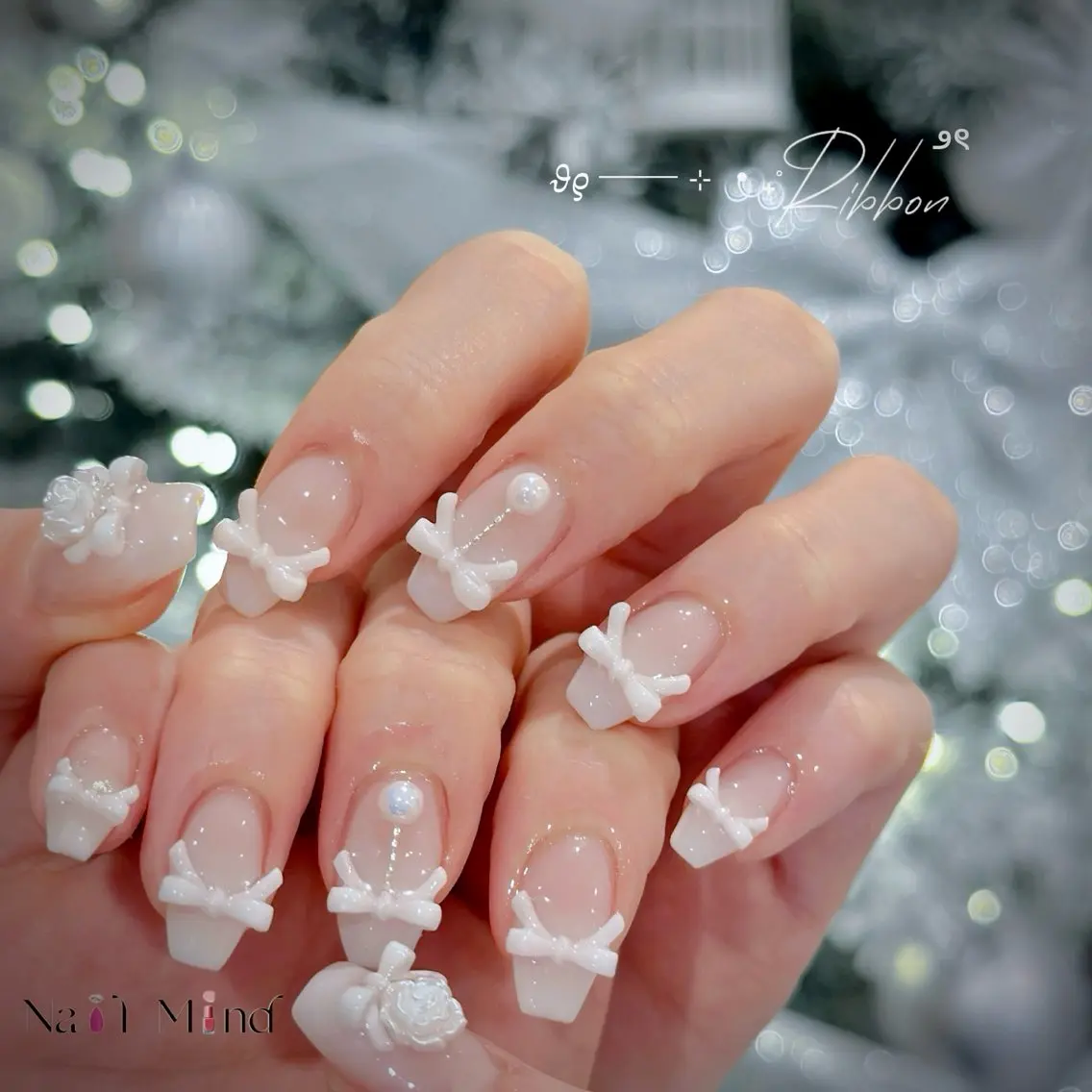 ネイル リボン ハンドネイル NailMind Tokyoのネイルデザイン