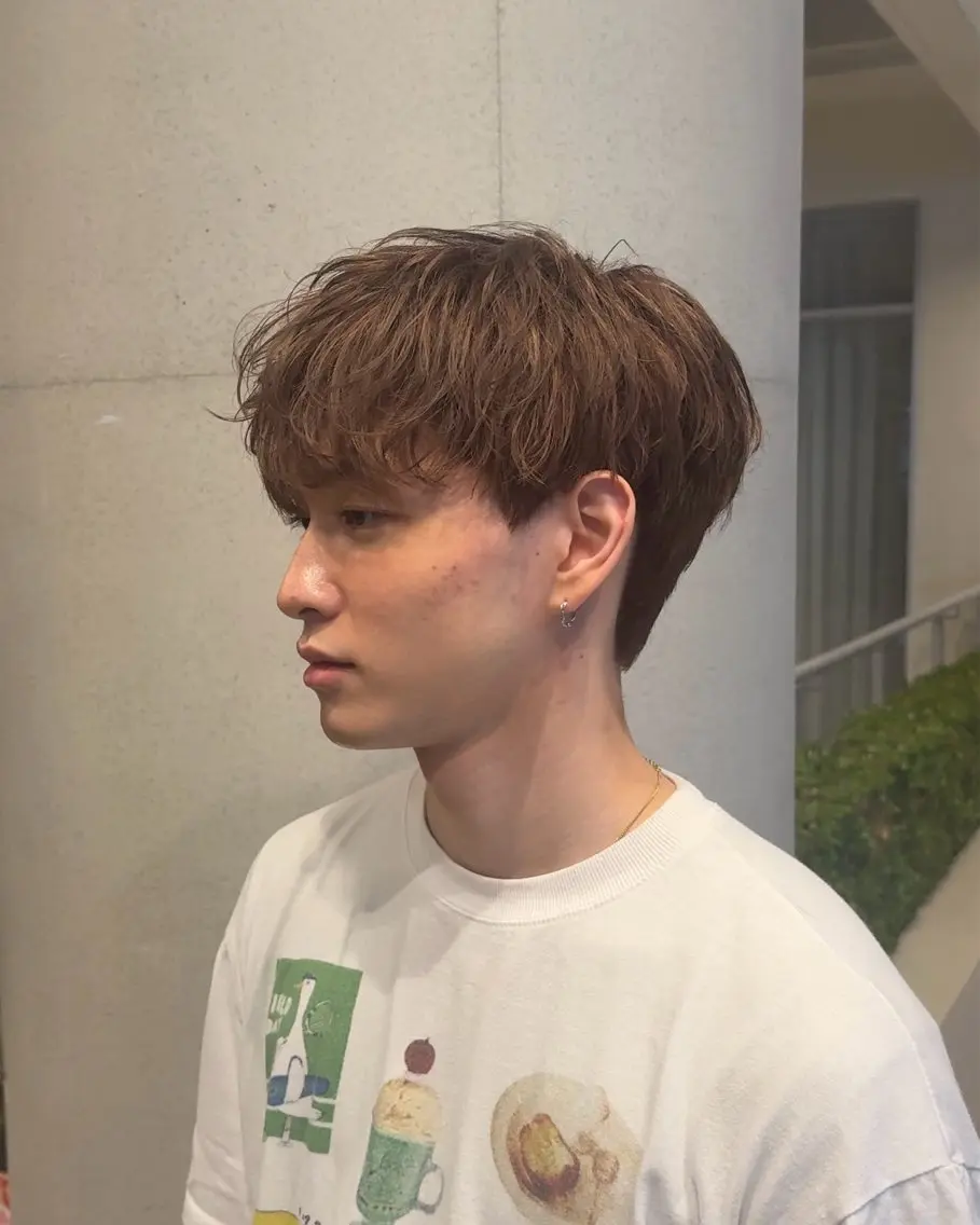 カラー パーマ メンズ マッシュ ブラウンカラー 透明感カラー ヘアカラー ゆうや /メンズ特化美容師のヘアスタイル