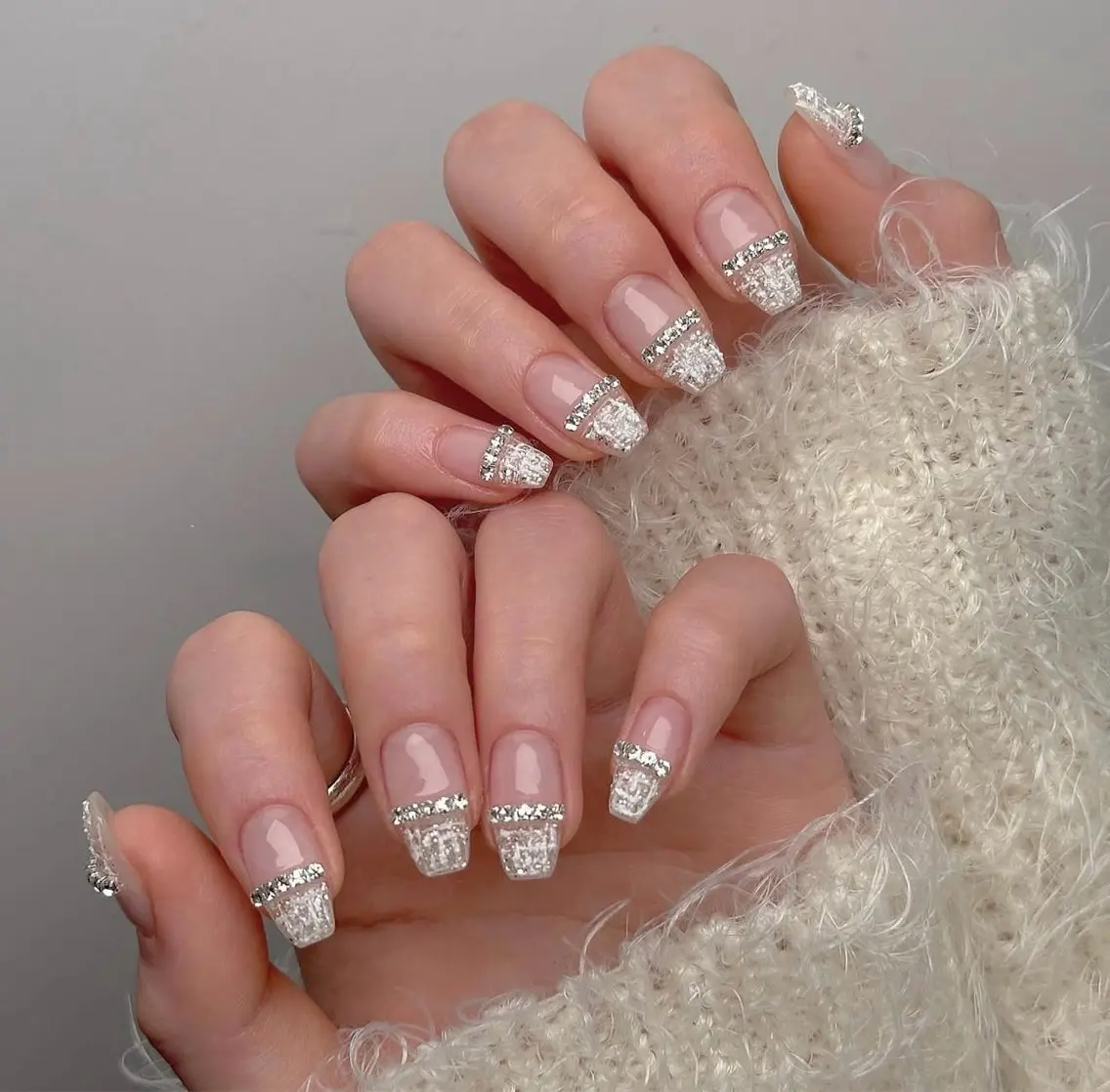 ネイル チークネイル 長さ出し フレンチネイル ジェルネイル グラデーション RIBON nail 高田馬場のネイルデザイン