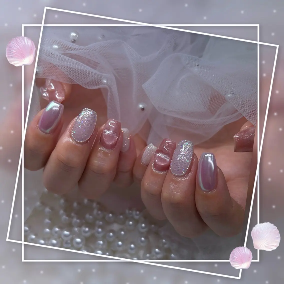 ネイル チークネイル フレンチネイル グラデーション マグネットネイル マグネットフレンチ ハンドネイル ハンドケア Chill Nailsalonのネイルデザイン