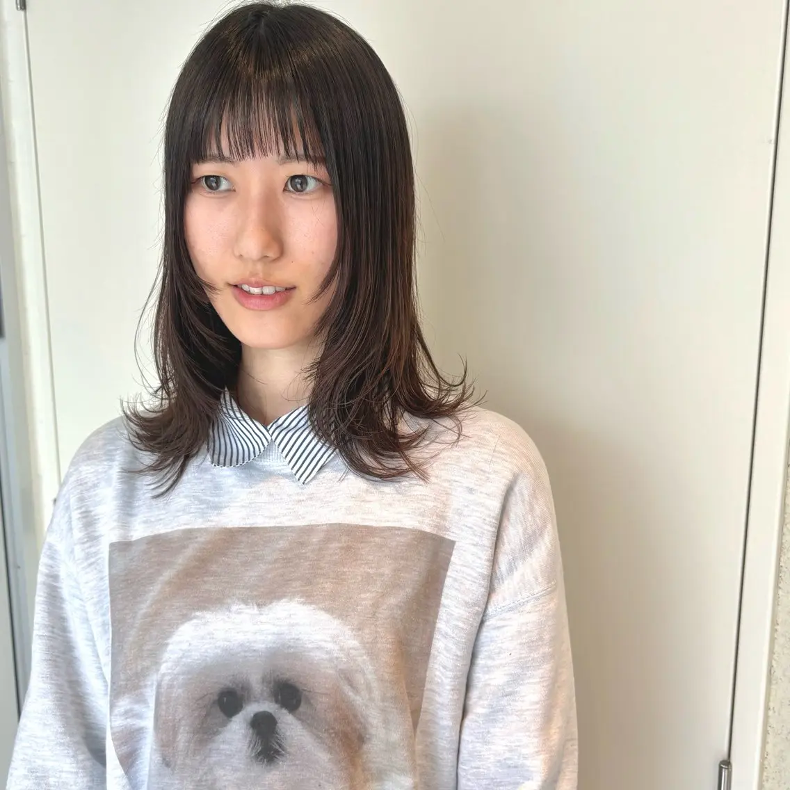 ミディアム 顔周りカット レイヤーカット 透明感カラー/ 寺田千雅子のヘアスタイル