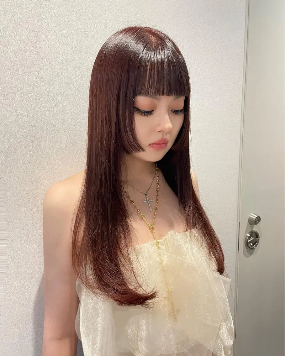 ロング カット ヘアカラー トリートメント 銀座/レイヤーカット 🤍内野すみれのヘアスタイル
